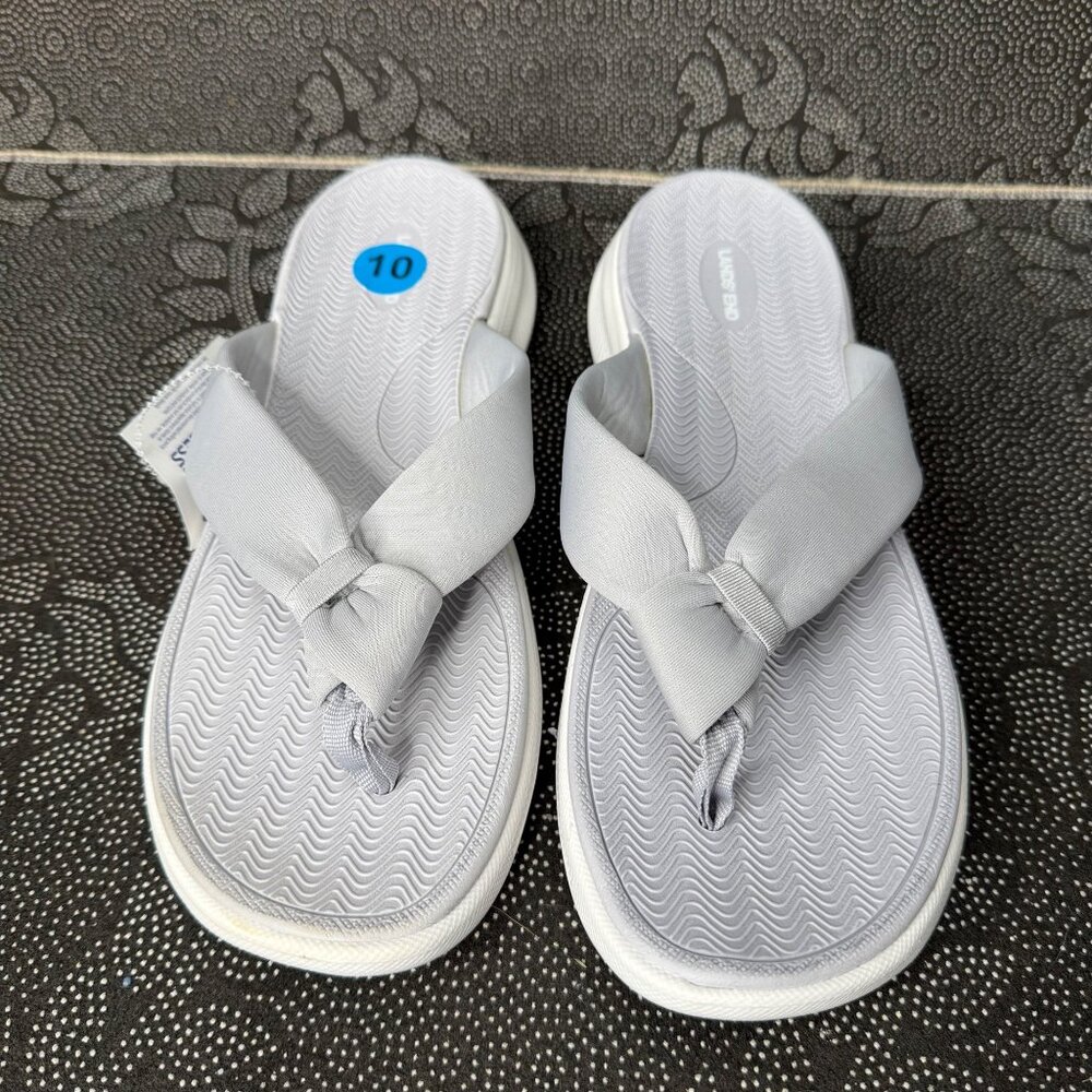 Lands End Womens Size 10 Gray Flip Flop Sandals Comfortable Cushioned Sole